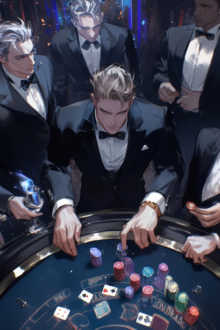 Meja kasino dengan dealer live casino dan pemain menikmati permainan kartu
